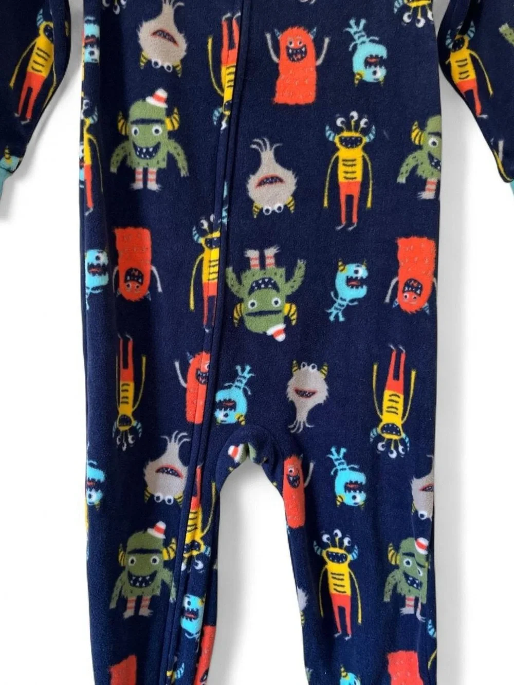 Toddler Boy 2T One Piece Fleece Footie pajamas Monster Graphic Full Zip Non-Slip